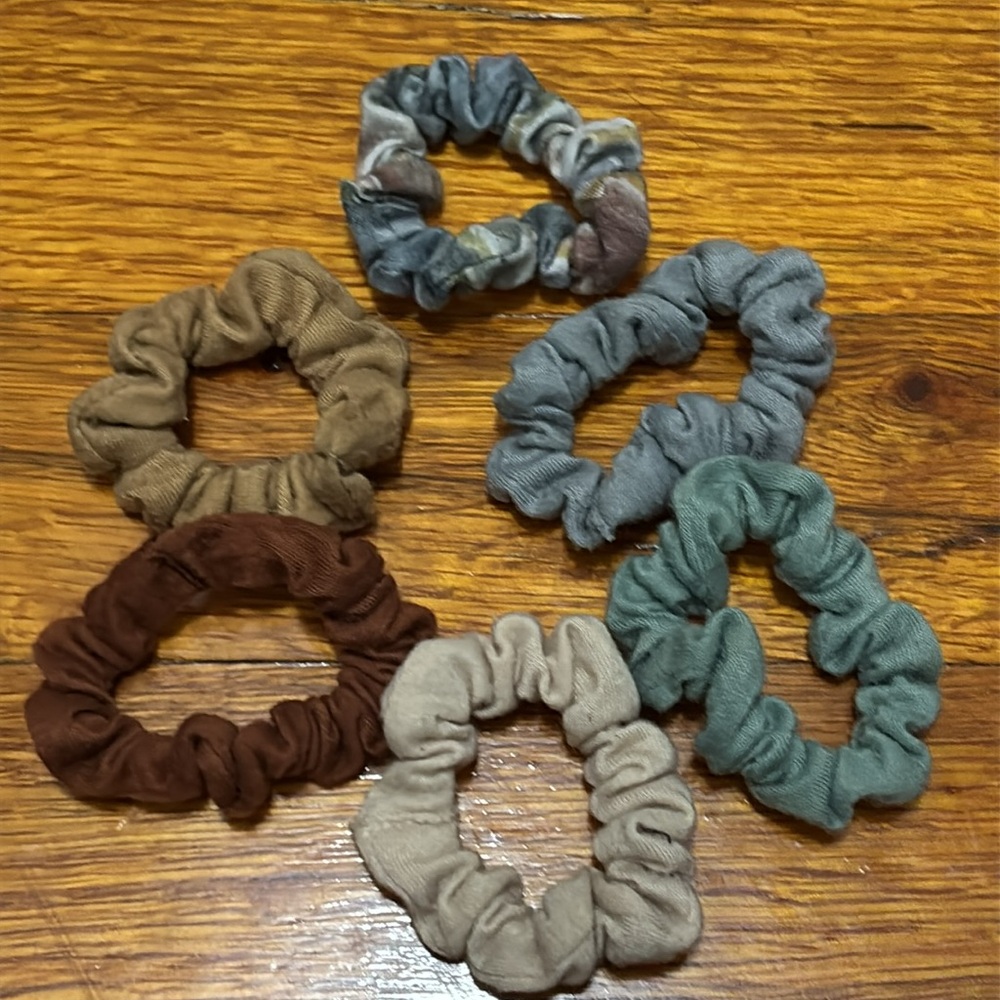 Bundle of 6 Fabric Hair Scrunchies Ponytail Holders